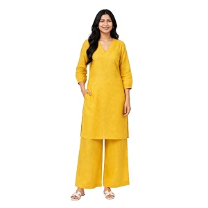 Femezone Women Cotton slub Co-ord Kurta and