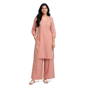 Femezone Women Cotton slub Co-ord Kurta and