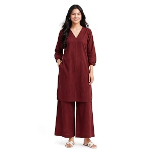 Femezone Women Cotton slub Co-ord Kurta and