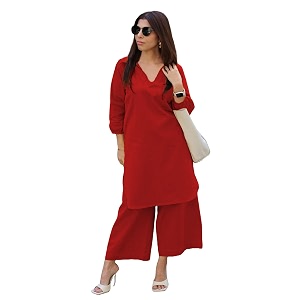 Femezone Women Cotton slub Co-ord Kurta and