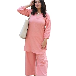 Femezone Women Cotton slub Co-ord Kurta and
