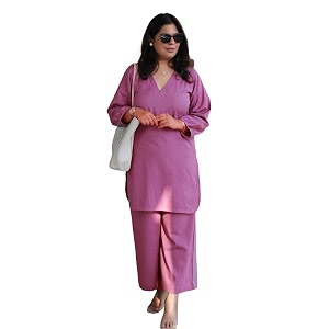 Femezone Women Cotton slub Co-ord Kurta and