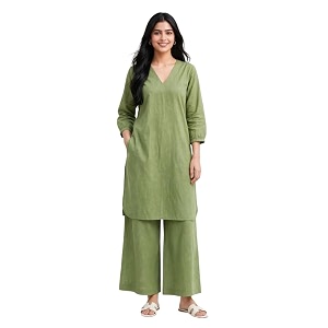 Femezone Women Cotton slub Co-ord Kurta and