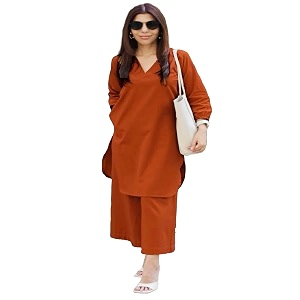 Femezone Women Cotton slub Co-ord Kurta and