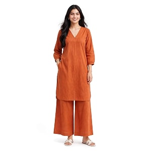 Femezone Women Cotton slub Co-ord Kurta and