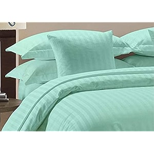 300tc glace cotton plain stripe queen size double bedsheet with 2 pillow cover for home hotel guest room 90 x 100 inch