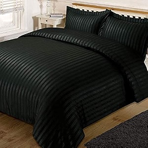 300tc glace cotton plain stripe queen size double bedsheet with 2 pillow cover for home hotel guest room 90 x 100 inch