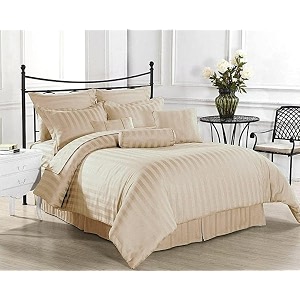 300tc glace cotton plain stripe queen size double bedsheet with 2 pillow cover for home hotel guest room 90 x 100 inch
