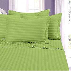 300tc glace cotton plain stripe queen size double bedsheet with 2 pillow cover for home hotel guest room 90 x 100 inch
