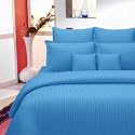 300TC Glace Cotton Plain Stripe Queen Size Double Bedsheet with 2 Pillow Cover for Home, Hotel, Guest Room (90 X 100) Inch
