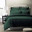 300TC Glace Cotton Plain Stripe Queen Size Double Bedsheet with 2 Pillow Cover for Home, Hotel, Guest Room (90 X 100) Inch