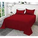 300TC Glace Cotton Plain Stripe Queen Size Double Bedsheet with 2 Pillow Cover for Home, Hotel, Guest Room (90 X 100) Inch