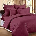 300TC Glace Cotton Plain Stripe Queen Size Double Bedsheet with 2 Pillow Cover for Home, Hotel, Guest Room (90 X 100) Inch
