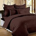 300TC Glace Cotton Plain Stripe Queen Size Double Bedsheet with 2 Pillow Cover for Home, Hotel, Guest Room (90 X 100) Inch