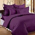 300TC Glace Cotton Plain Stripe Queen Size Double Bedsheet with 2 Pillow Cover for Home, Hotel, Guest Room (90 X 100) Inch