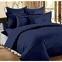 300TC Glace Cotton Plain Stripe Queen Size Double Bedsheet with 2 Pillow Cover for Home, Hotel, Guest Room (90 X 100) Inch