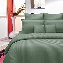 300TC Glace Cotton Plain Stripe Queen Size Double Bedsheet with 2 Pillow Cover for Home, Hotel, Guest Room (90 X 100) Inch