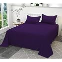 300TC Glace Cotton Plain Stripe Queen Size Double Bedsheet with 2 Pillow Cover for Home, Hotel, Guest Room (90 X 100) Inch