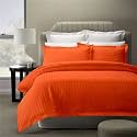 300TC Glace Cotton Plain Stripe Queen Size Double Bedsheet with 2 Pillow Cover for Home, Hotel, Guest Room (90 X 100) Inch