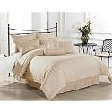 300TC Glace Cotton Plain Stripe Queen Size Double Bedsheet with 2 Pillow Cover for Home, Hotel, Guest Room (90 X 100) Inch