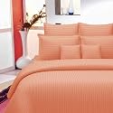 300TC Glace Cotton Plain Stripe Queen Size Double Bedsheet with 2 Pillow Cover for Home, Hotel, Guest Room (90 X 100) Inch