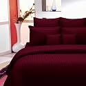 300TC Glace Cotton Plain Stripe Queen Size Double Bedsheet with 2 Pillow Cover for Home, Hotel, Guest Room (90 X 100) Inch.