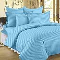 300TC Glace Cotton Plain Stripe Queen Size Double Bedsheet with 2 Pillow Cover for Home, Hotel, Guest Room (90 X 100) Inch