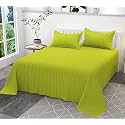 300TC Glace Cotton Plain Stripe Queen Size Double Bedsheet with 2 Pillow Cover for Home, Hotel, Guest Room (90 X 100) Inch