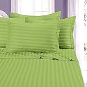 300TC Glace Cotton Plain Stripe Queen Size Double Bedsheet with 2 Pillow Cover for Home, Hotel, Guest Room (90 X 100) Inch