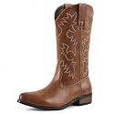 femflame Cowboy Boots for Men Round Toe