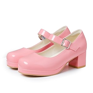 femflame Womens Low Chunky Heel Mary Jane