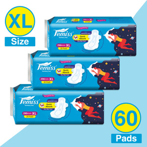 femiss extra absorb overnight sanitary pad for womensize-xl-60pads-each 20pcs sanitary pad