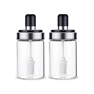 femora borosilicate glass 2-in-1 brush amp oil green jar - 200 ml set of 4