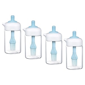 femora borosilicate glass 2-in-1 brush amp oil blue jar - 200 ml set of 4