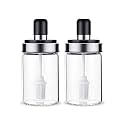 Femora Borosilicate Glass 2-in-1 Brush &amp; Oil Green Jar - 200 ML, Set of 4
