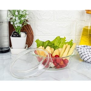 femora borosilicate serving bowl  1 year warranty  glass casserole set glass bowl with lid microwave safe bowl set dishwasher and freezer safe deep round pack of 1-1000ml