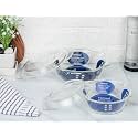 Femora Borosilicate Glass Solid Casseroles - 1550 ml, Set of 2, Transparent
