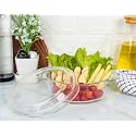Femora Borosilicate Serving Bowl | 1 Year Warranty | Glass Casserole Set, Glass Bowl with Lid, Microwave Safe Bowl Set, Dishwasher and Freezer Safe, Deep Round (Pack of 1-700ML)