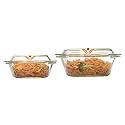 Femora Borosilicate Glass Solid Microwave Safe Multipurpose Casseroles, 1000 ml, 1550 ml, Transparent, Set of 2
