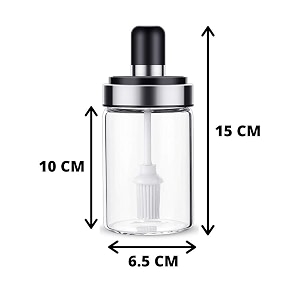 femora borosilicate glass food storage oil butter jar with brush 250ml set of 2 transaparent