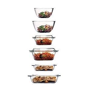 femora borosilicate glass microwave safe baking dish casseroles mixing bowl bakeware glass kitchen set of 6 small white 700 milliliter