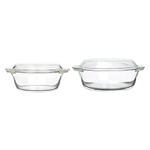femora borosilicate glass solid casserole - 2000ml set of 2 transparent
