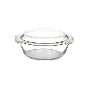 femora borosilicate serving bowl  1 year warranty  glass casserole set glass bowl with lid microwave safe bowl set dishwasher and freezer safe deep round set of 2-1000ml