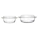 Femora Borosilicate Glass Solid Casserole - 2000ml, Set of 2, Transparent