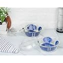 Femora Borosilicate Serving Bowl | 1 Year Warranty | Glass Casserole Set, Glass Bowl with Lid, Microwave Safe Bowl Set, Dishwasher and Freezer Safe, Deep Round (Set of 2-700ML)