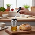 Femora Borosilicate Glass Food Storage Jar with Brush for Ghee, Butter, Oil &amp; Stoppers, Cheese, 250ml, Transparent, Set of 4