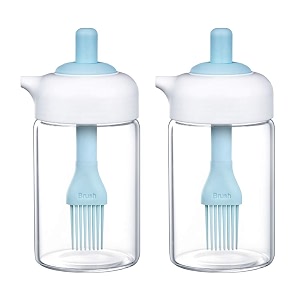 femora fmbsoljbl-02 borosilicate glass brush amp oil jar - 200ml set of 2 blue