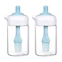 Femora FMBSOLJBL-02 Borosilicate Glass Brush &amp; Oil Jar - 200ml, Set Of 2, Blue