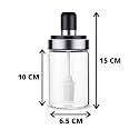 Femora Borosilicate Glass Food Storage Oil Butter Jar with Brush 250ml Set of 2, Transaparent