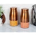 Femora Clear Glass Gold Metallic Steel Glass Jars Tea Sugar Jar Container Cereal, Spices, Pulses Container Spice Jar for Kitchen Storage Jars for Kitchen Storage, 1300 ML Set of 2
